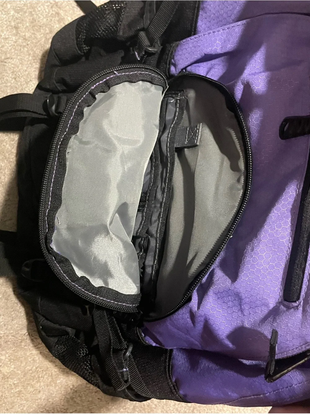 High Sierra Purple and Black Backpack - Durable Unisex Packpack w many pockets